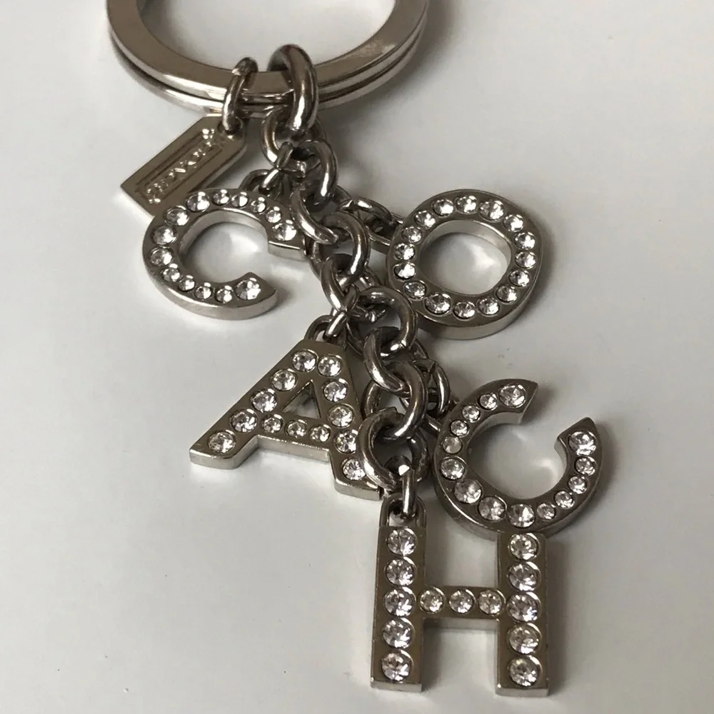 Coach Silver Crystal 'COACH' Letter Keychain